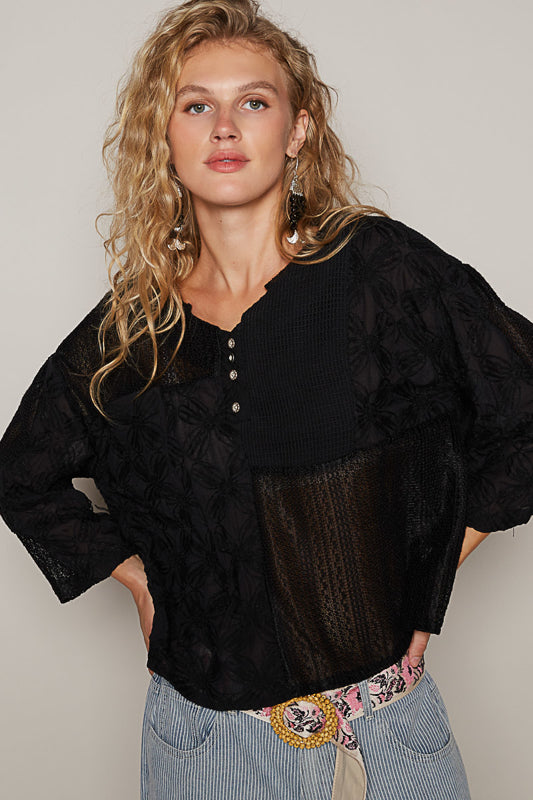 POL V-Neck Top Black