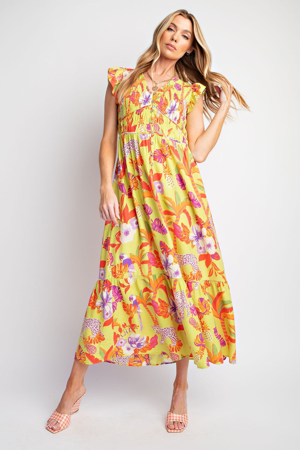 Easel Sunlit Blossom Maxi Dress