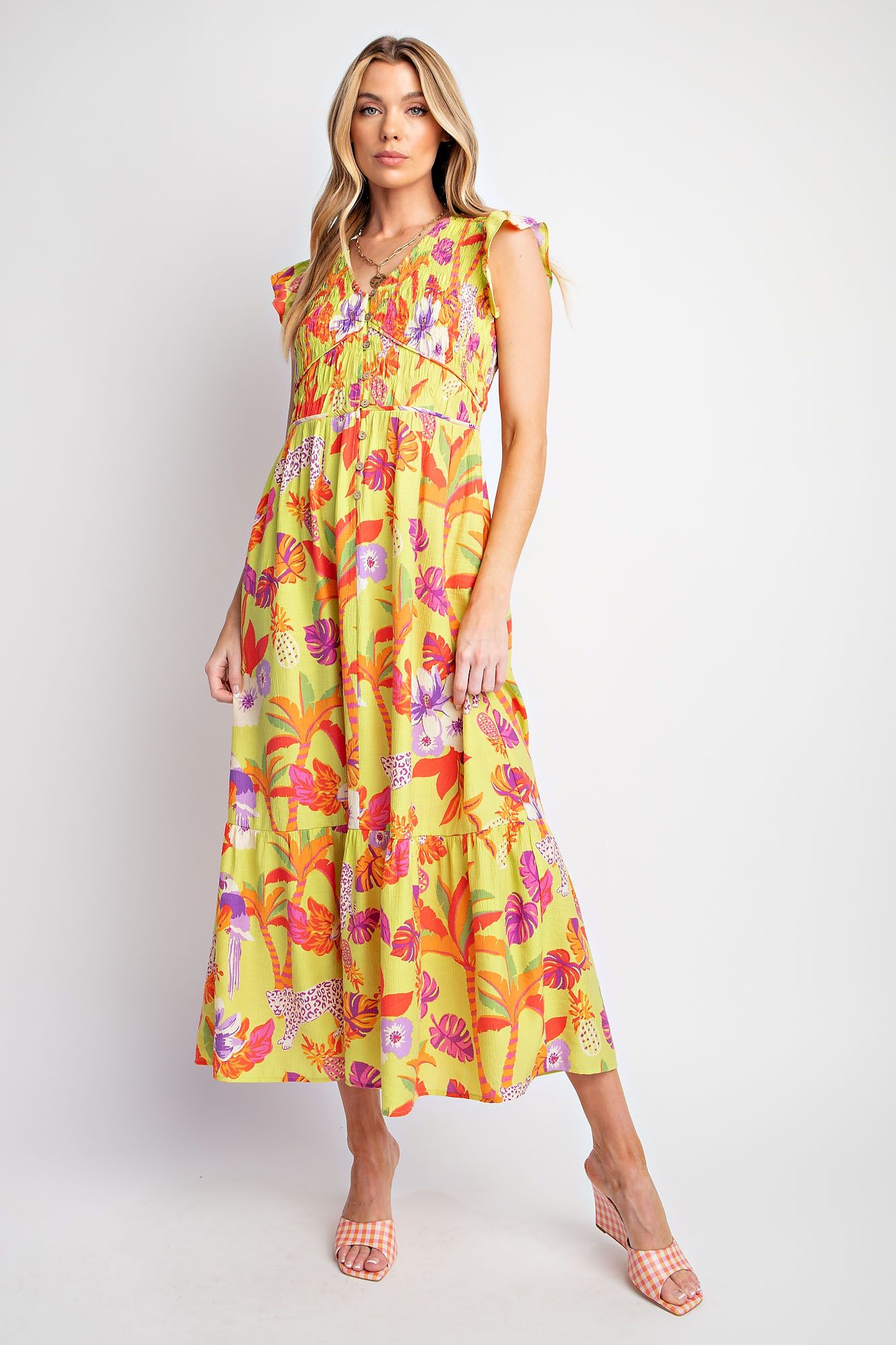 Easel Sunlit Blossom Maxi Dress