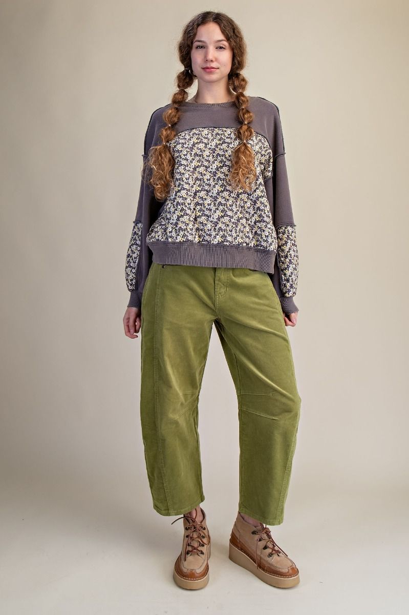 Easel Quilted Floral Crewneck