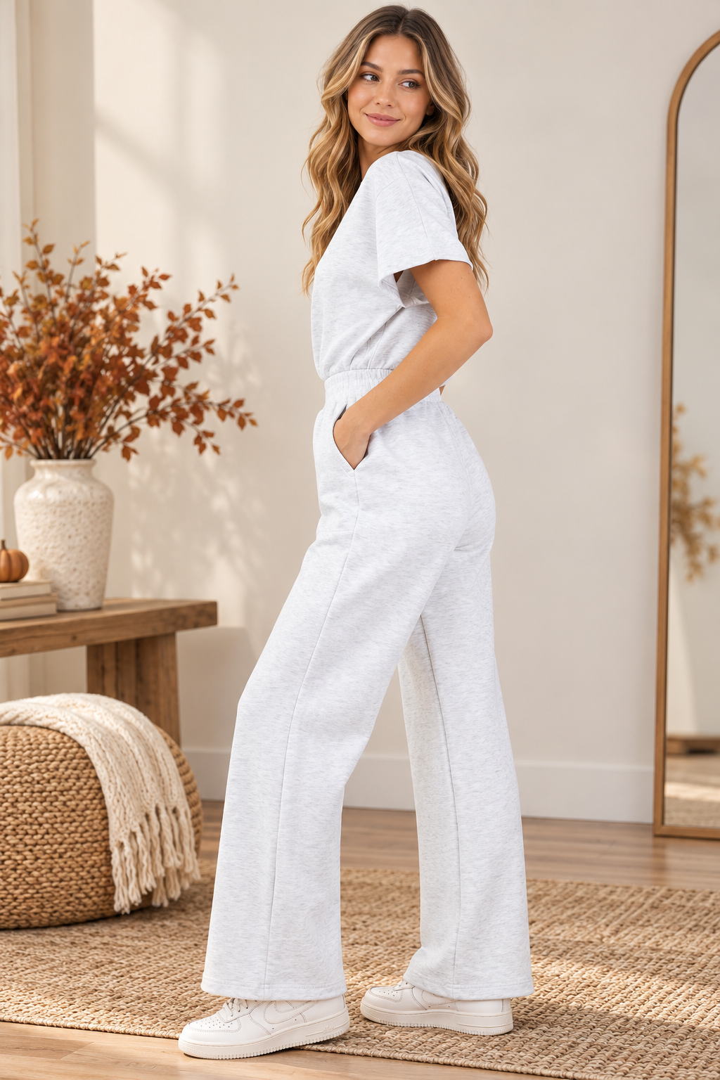 Luxe Bloom Jumpsuit - Gray