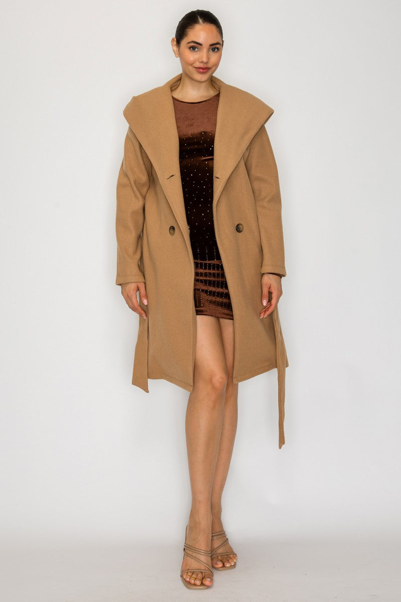 Double Breasted Coat - Tan