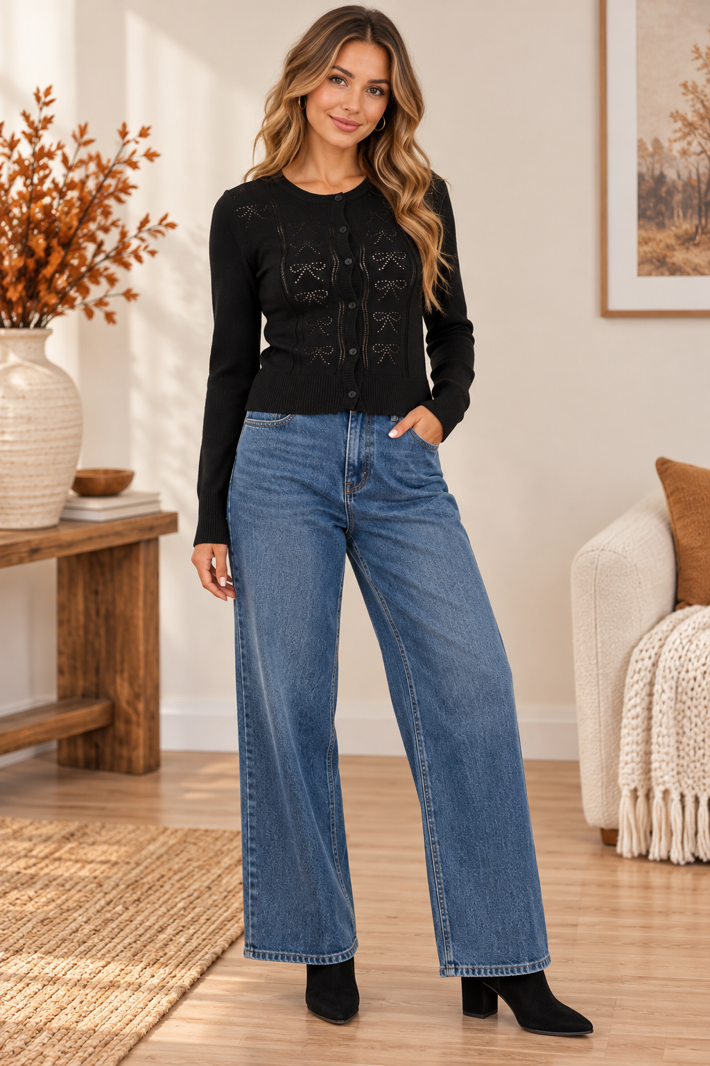 Black Bow Charm Cardigan