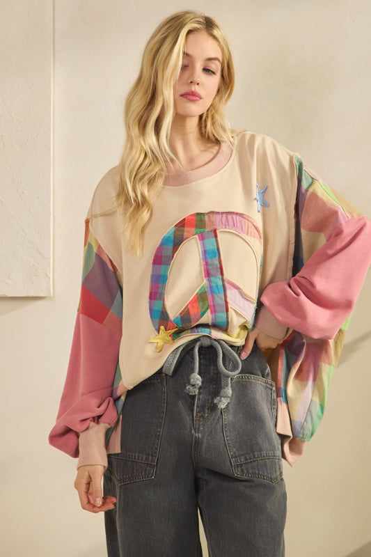 Plaid Peace Top