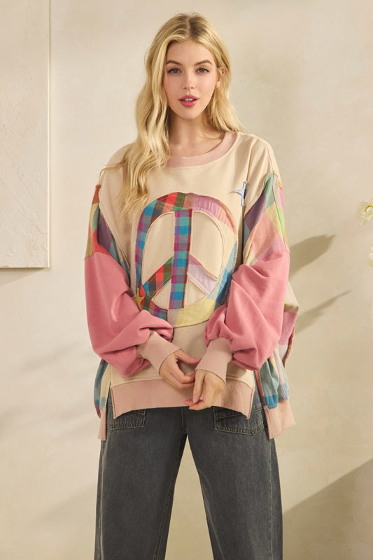 Plaid Peace Top