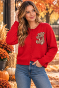 Red Teddy Love Cardigan