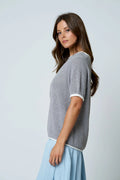 The Hadley Contrast Knit Top - Gray