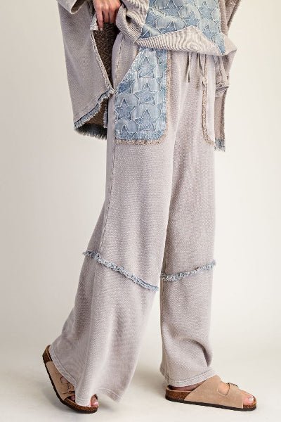 Easel Wild Sky Patch Terry Pants Gray