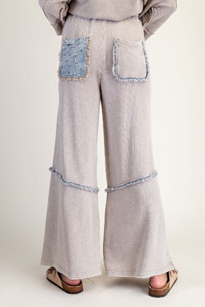 Easel Wild Sky Patch Terry Pants Gray