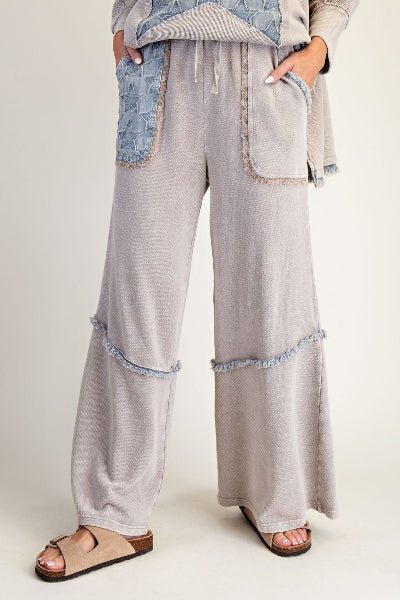 Easel Wild Sky Patch Terry Pants Gray